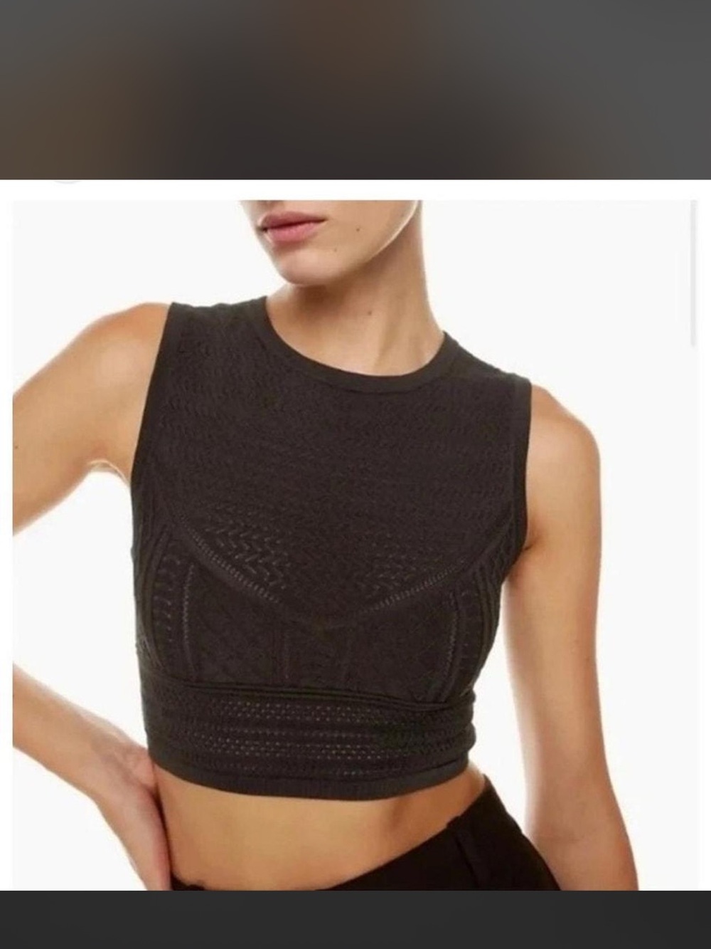 Babaton Black Sleeveless Knit Crop Top